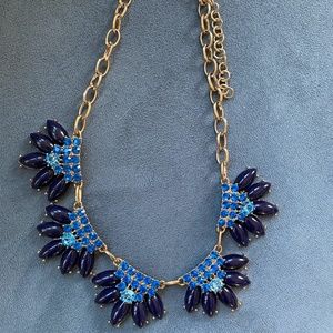 J Crew Blue Flower Statement Necklace